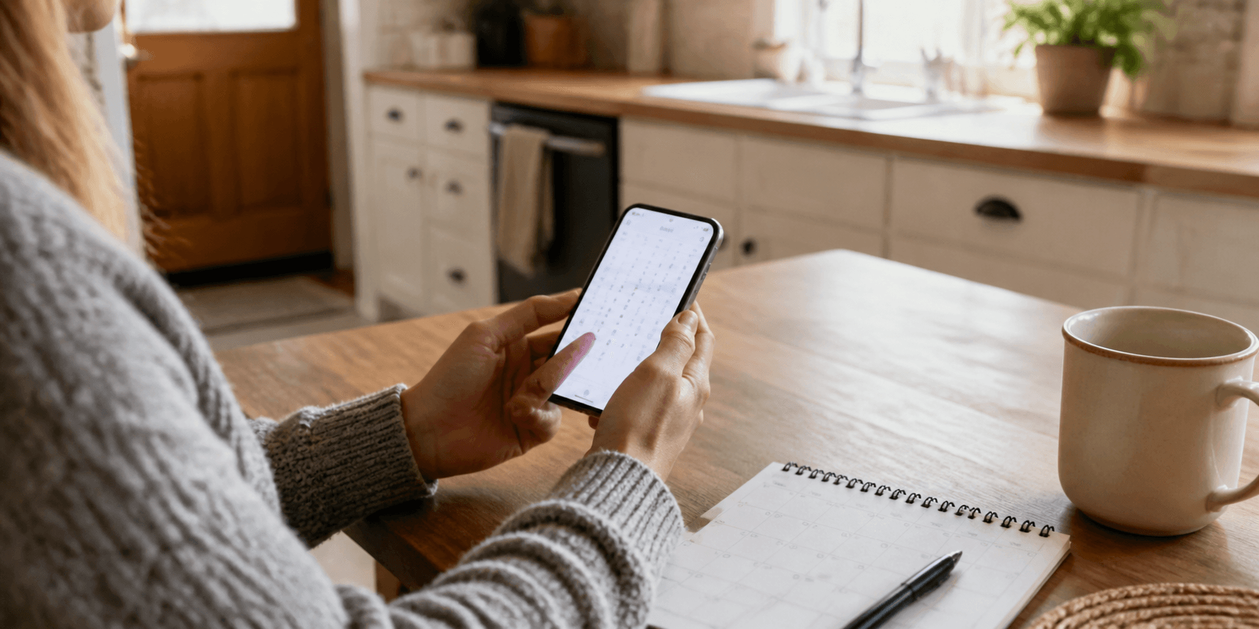 A homeowner reviewing service details on a mobile phone